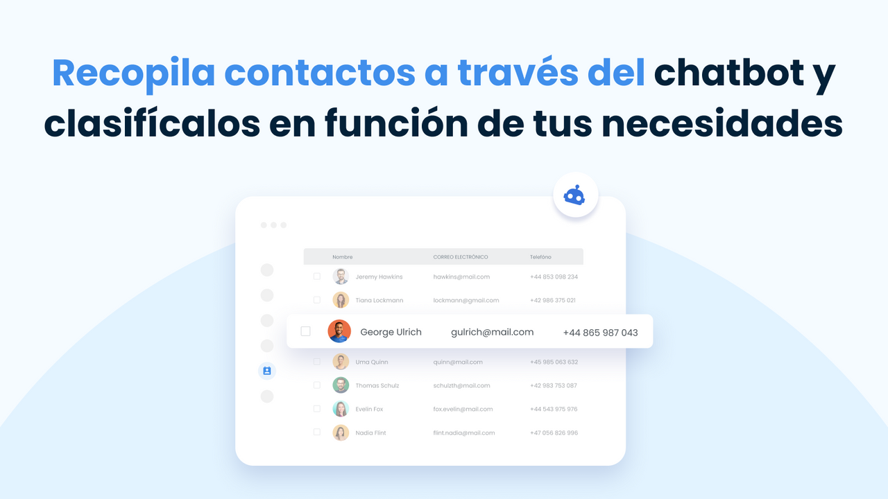 Recopila contactos a través del chatbot e impulsa tus ventas.