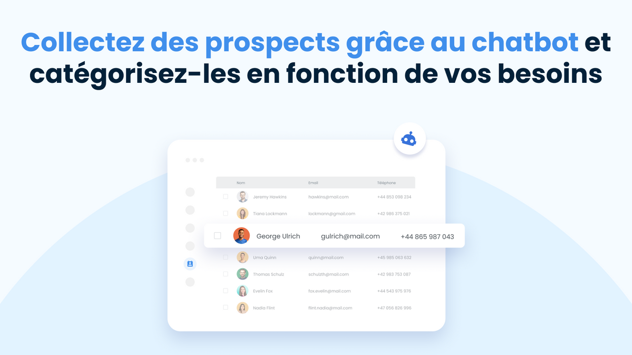 Recueillez des prospects grâce au chatbot et boostez vos ventes.