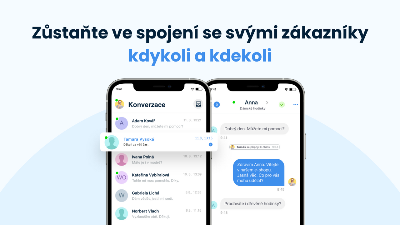 Odpovídejte zákazníkům odkudkoliv s mobilní aplikací Smartsupp.