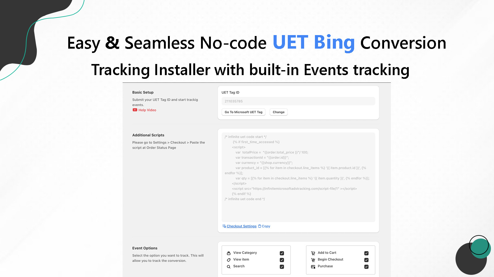 shopify uet tag tracking for Microsoft conversion