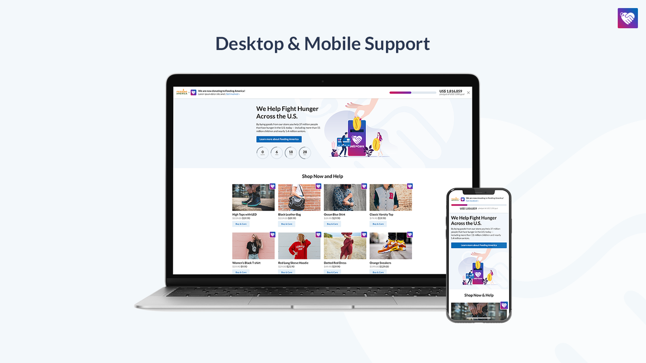Página da Campanha para Desktop e Mobile