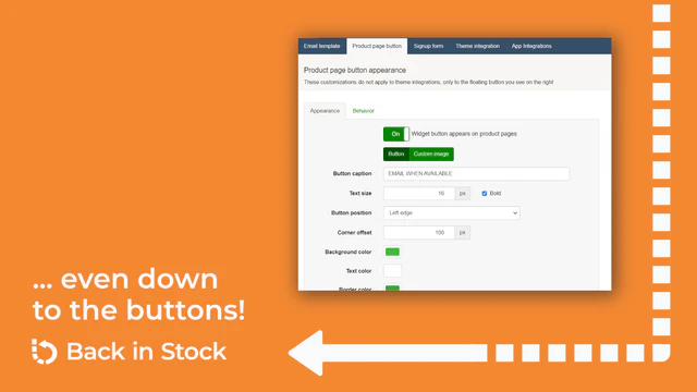 Anpassa knappar för att varor är tillbaka i lager för att möta ditt varumärke.