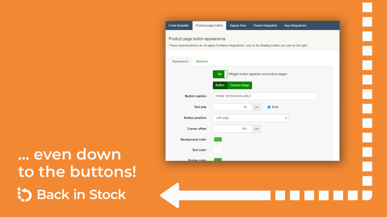 Personaliza los botones de reposición de stock para cumplir con tu marca.