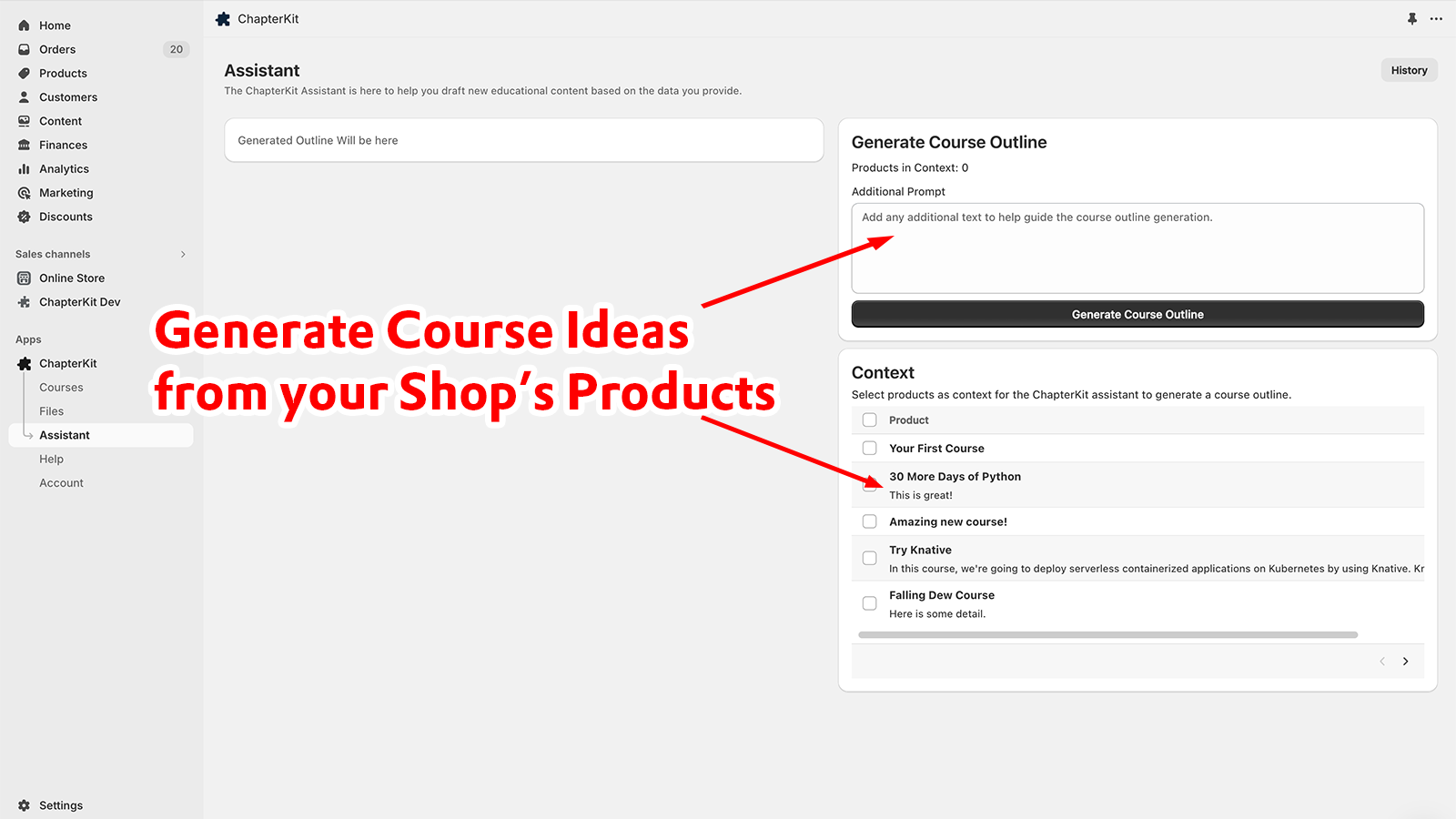 Generate Courses from Products with AI