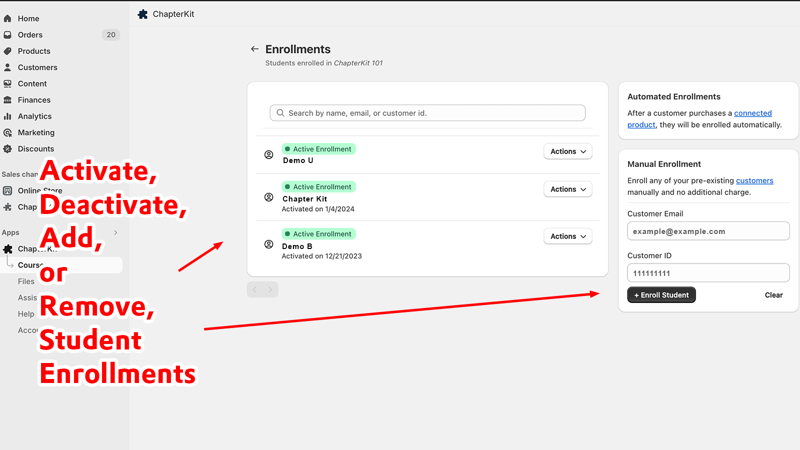 Manage Enrollments Manually