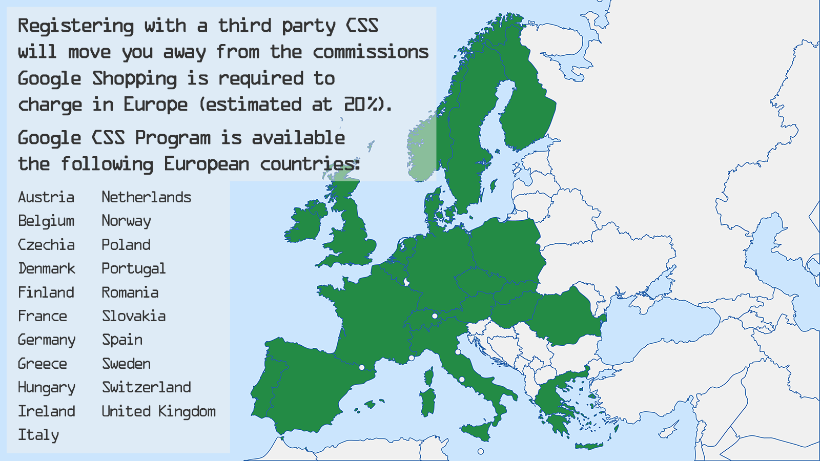 Google CSS-programma is beschikbaar in 21 Europese landen