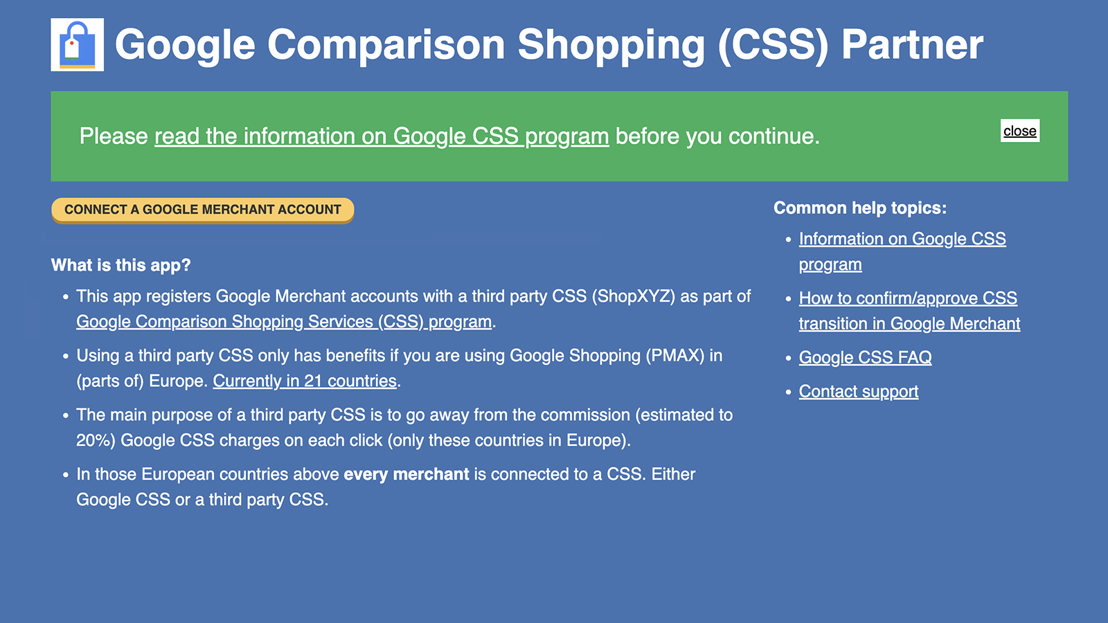 Google CSS Program Partner Screenshot