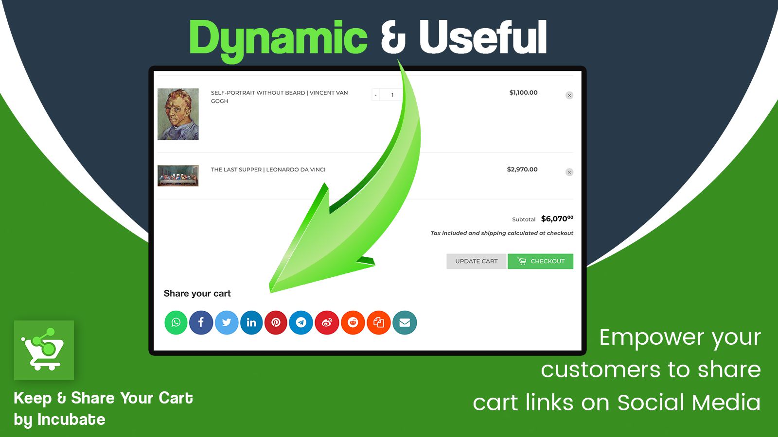 Keep & Share Your Cart - Social share your cart. Grow brand awareness via social proof'