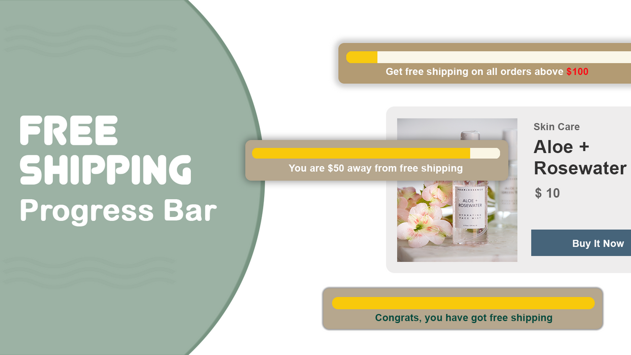 BeUniq ‑ Free Shipping Bar - Boost order value with free shipping