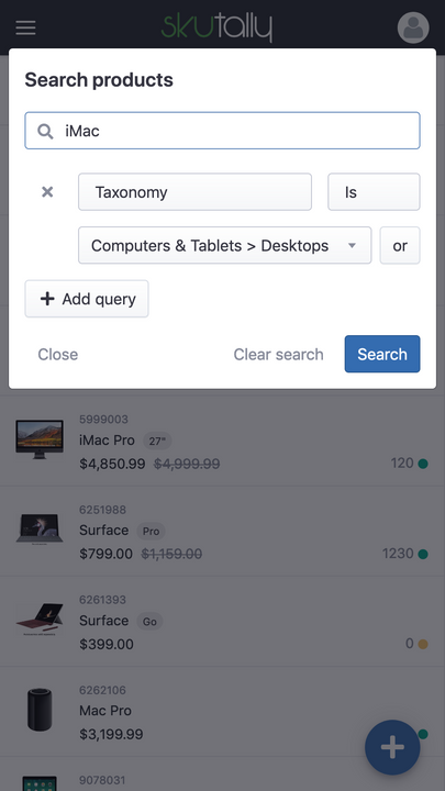 View, Search, Filter and Bulk Edit Products for Mobile