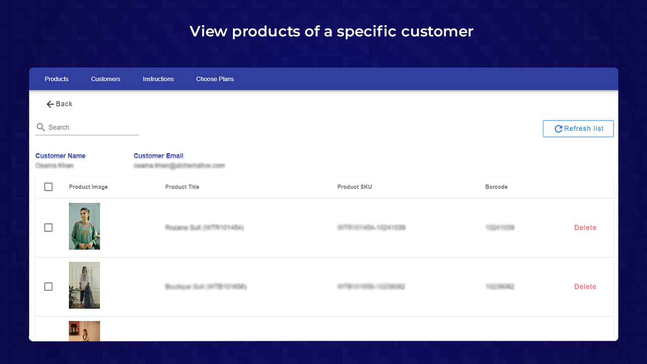 Customer Details Screen