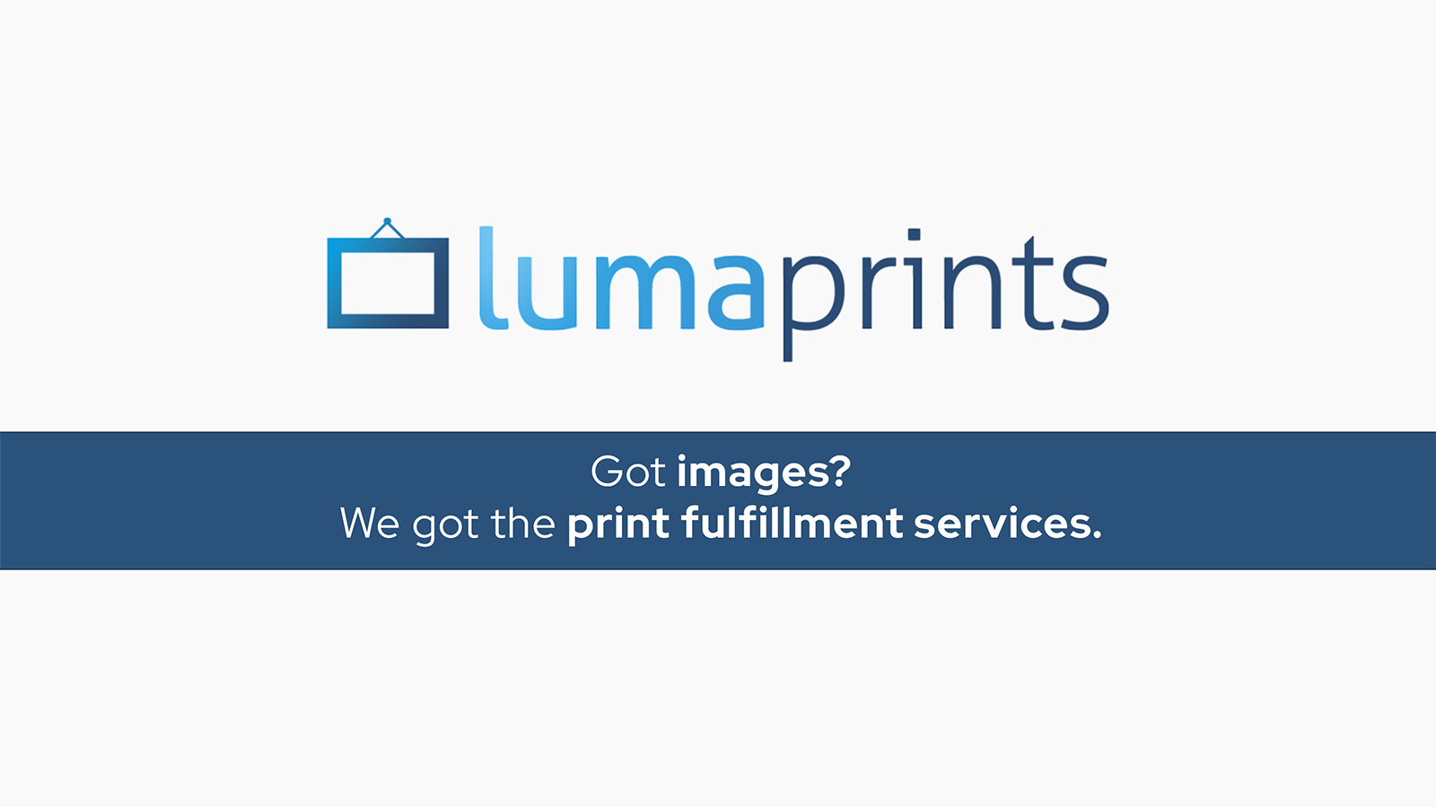 Logo da Lumaprints. Tem imagens? Nós temos os serviços de impressão.