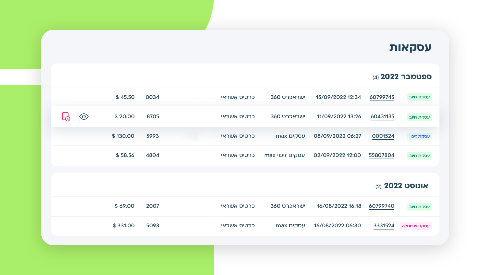 transactions de l'interface morning