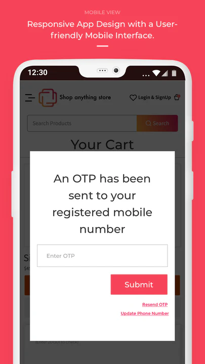 mobile view - otp on cart