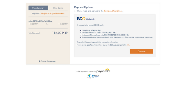 payment page