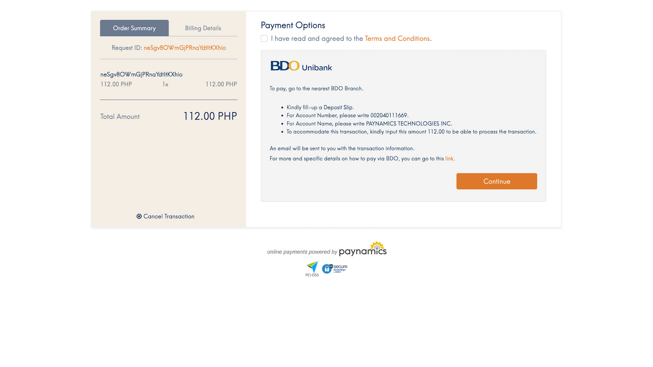 payment page