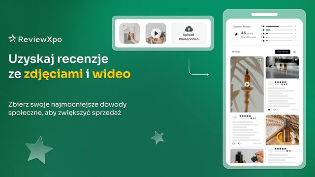 Aplikacja do recenzji Shopify ze zdjęciami i filmami