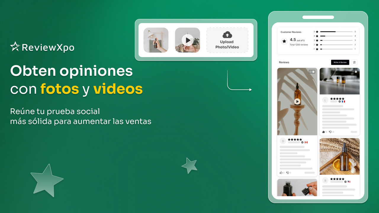 App de reseñas Shopify con foto y video