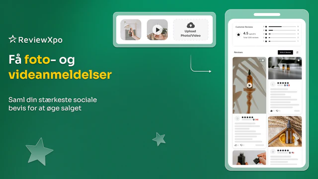 Shopify anmeldelse app med foto og video