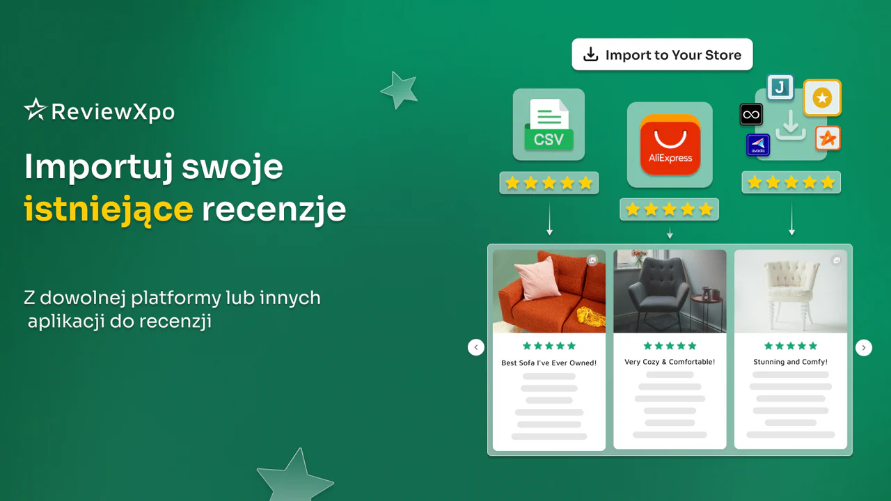 Importuj recenzje produktów za pomocą pliku AliExpress lub CSV