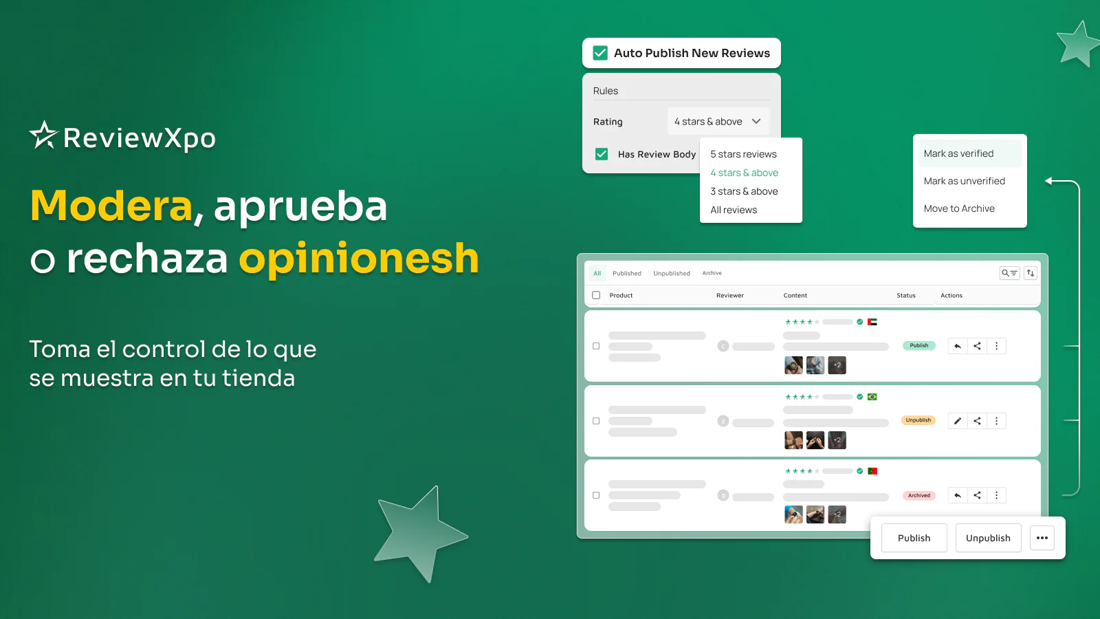 Modera, aprueba o rechaza nuevas reseñas de productos en Shopify