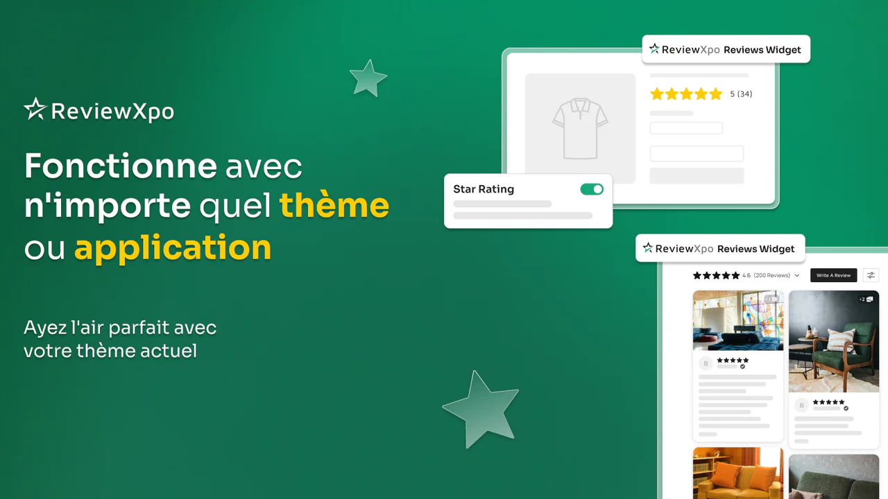 Widgets d'avis produits compatibles avec tous les thèmes