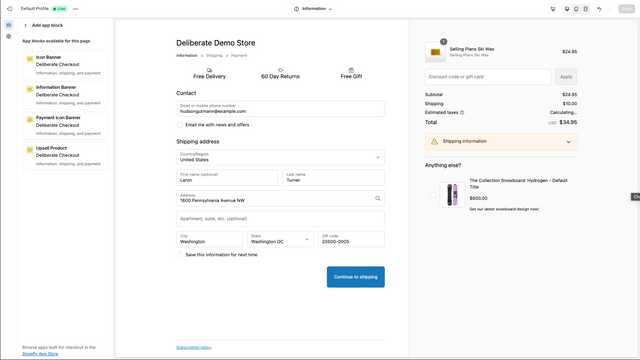 choosing your checkout extension from the menu