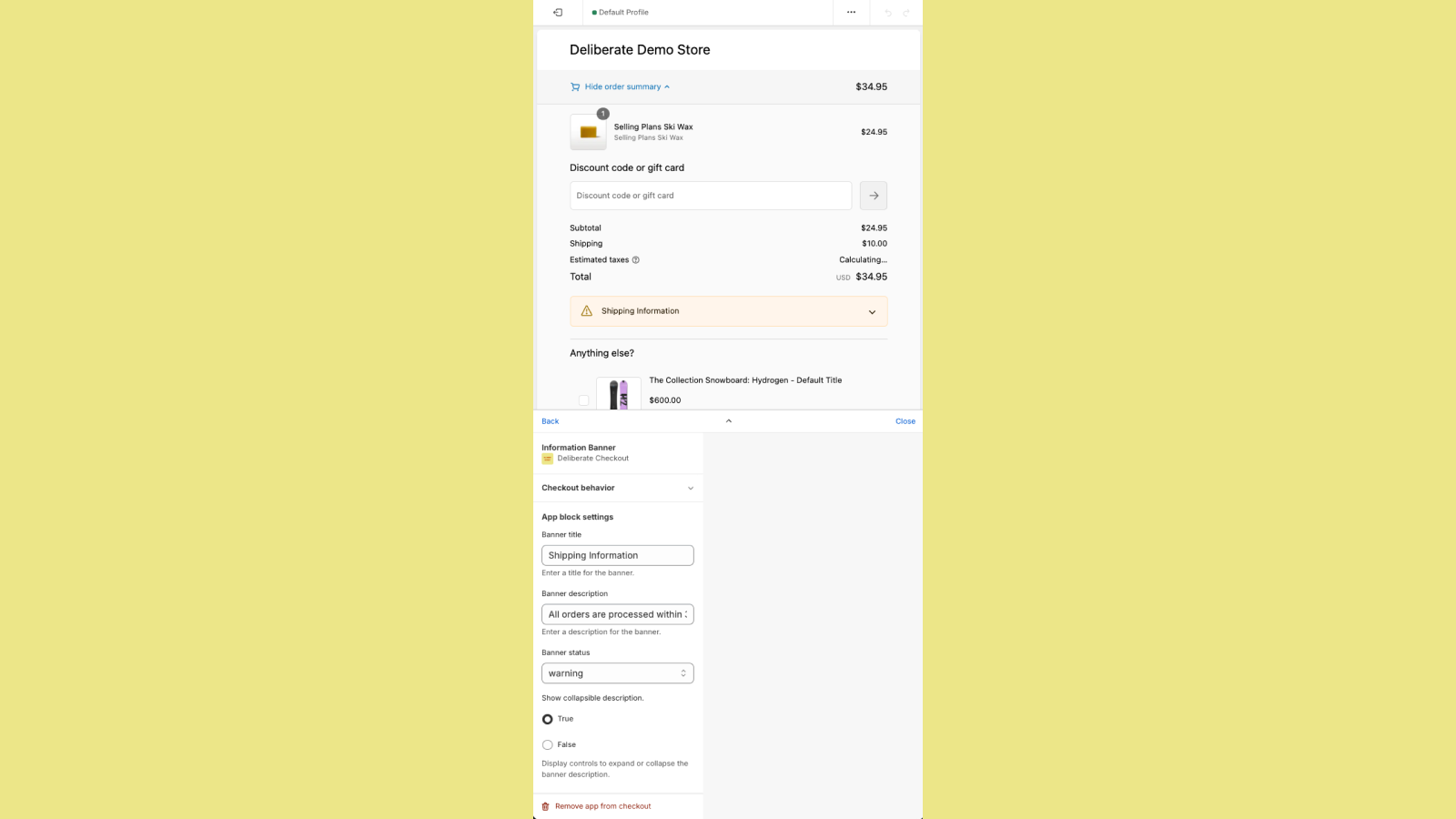 Deliberate Checkout Screenshot