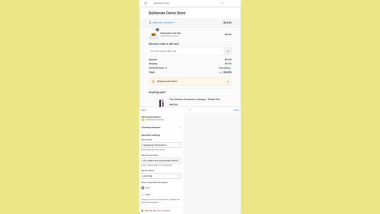 Deliberate Checkout Screenshot