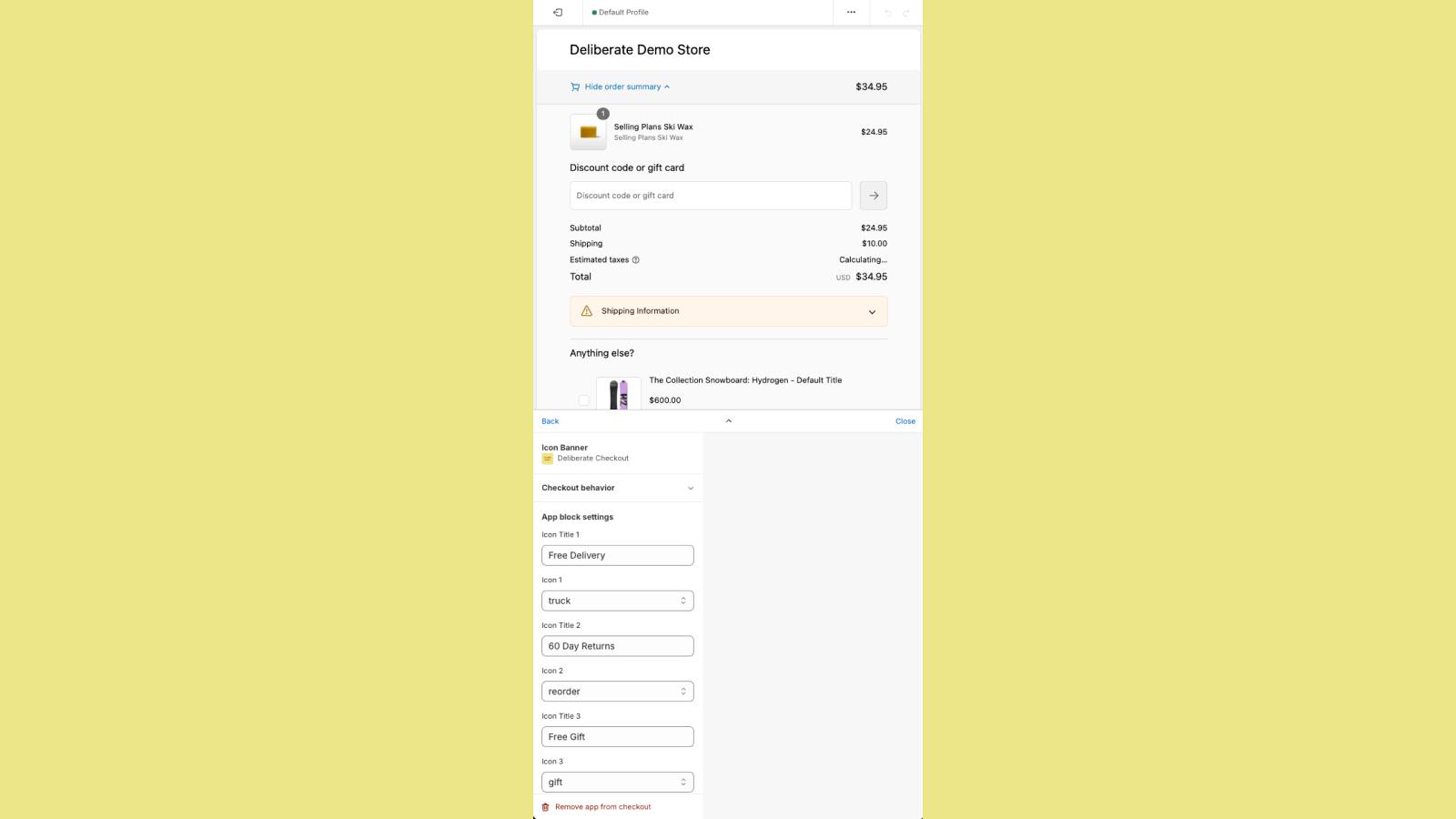 Deliberate Checkout Screenshot