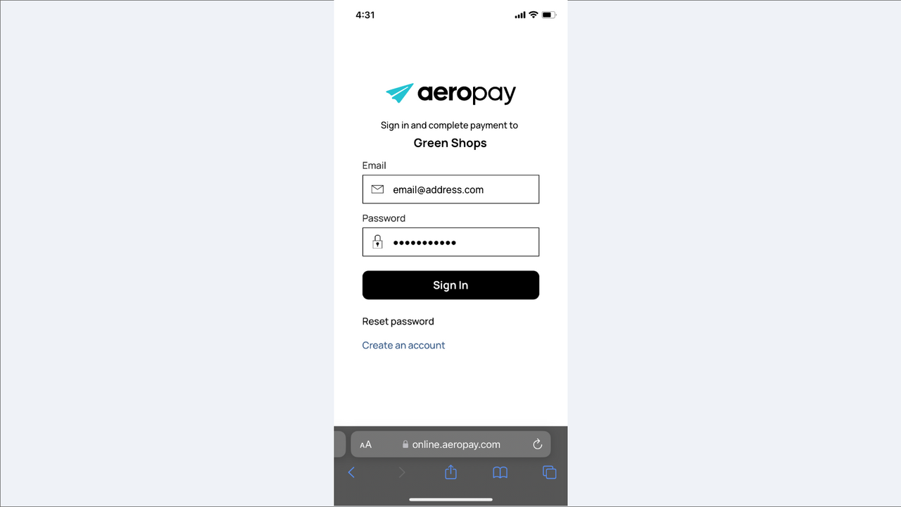 Captura de tela do Aeropay 2