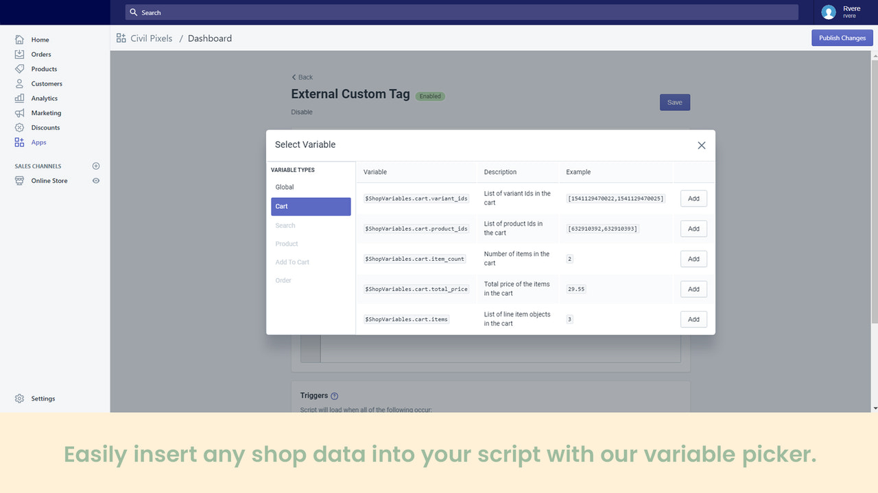 Editing Screen Variable Picker