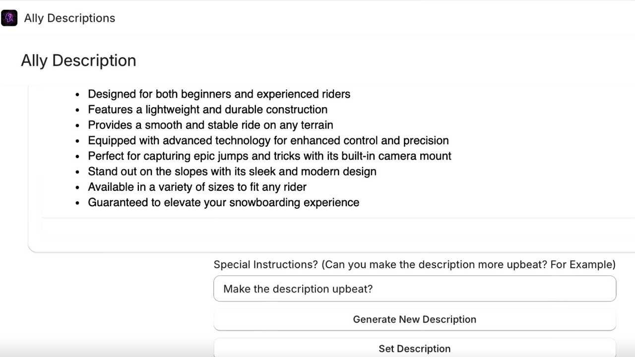 Description du produit générée