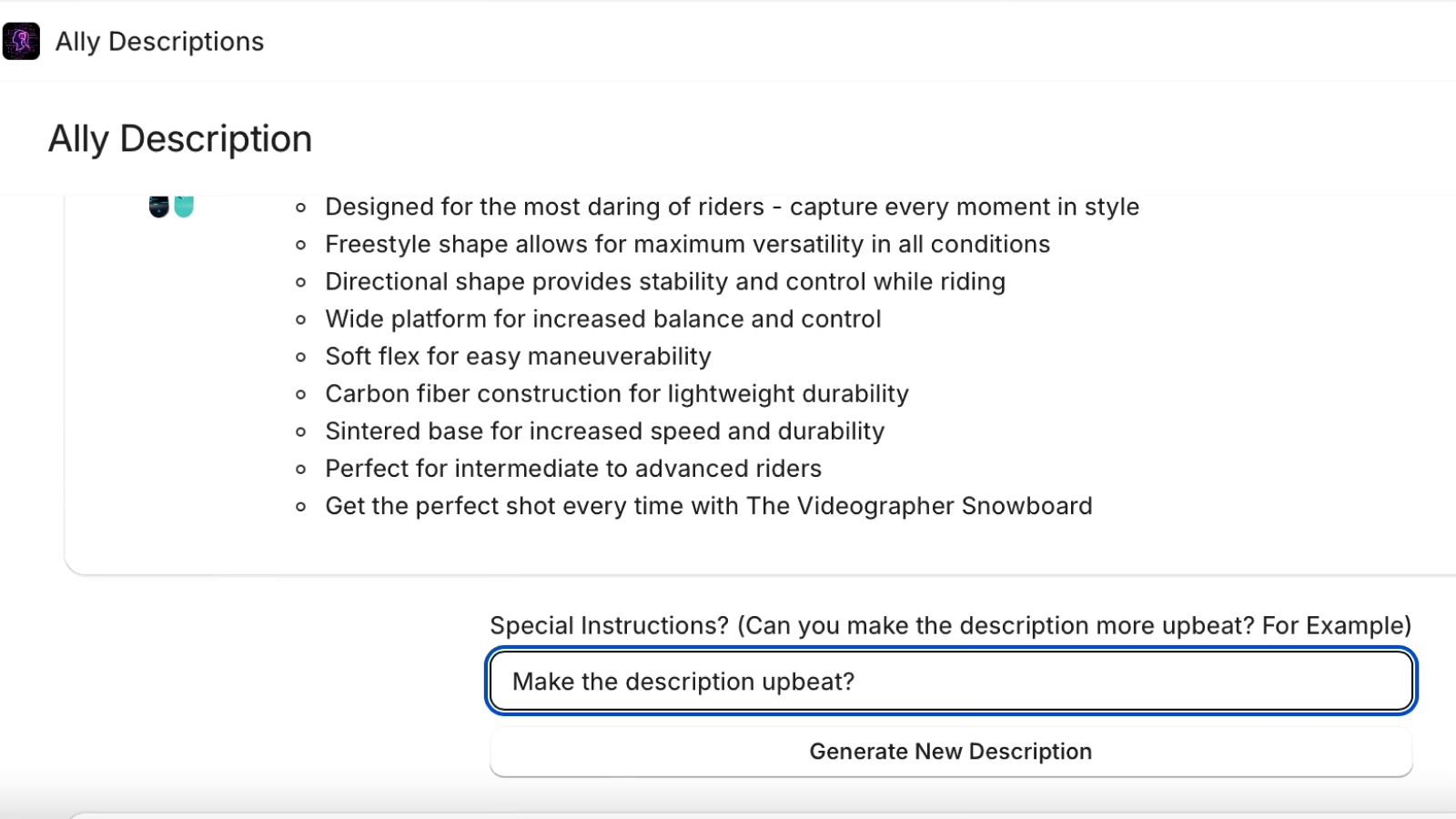 Adding custom request to product description