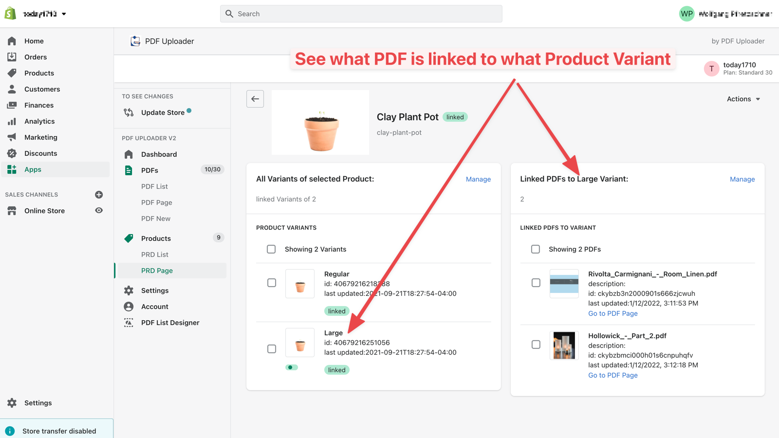 pdf productpagina in backend