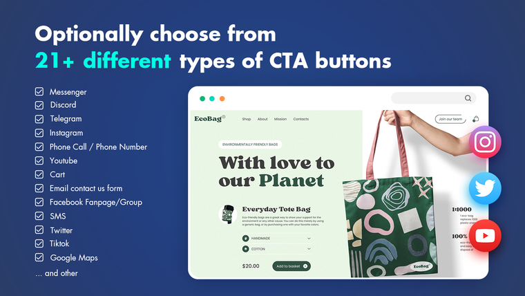 MaxLeads ‑ CTA, Social buttons Screenshot