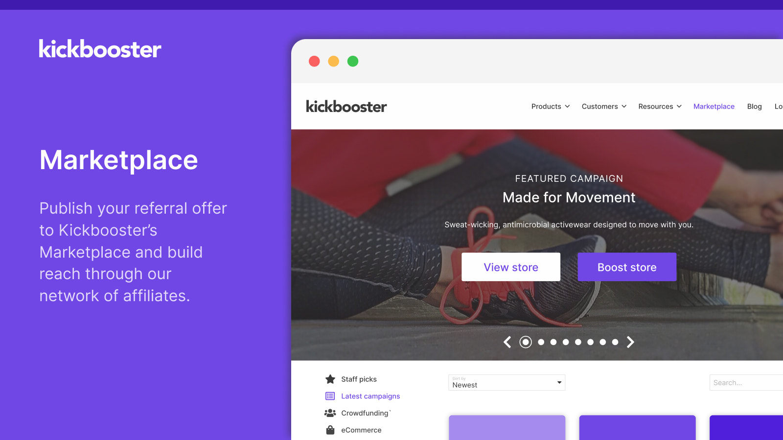 Kickbooster Marketplace