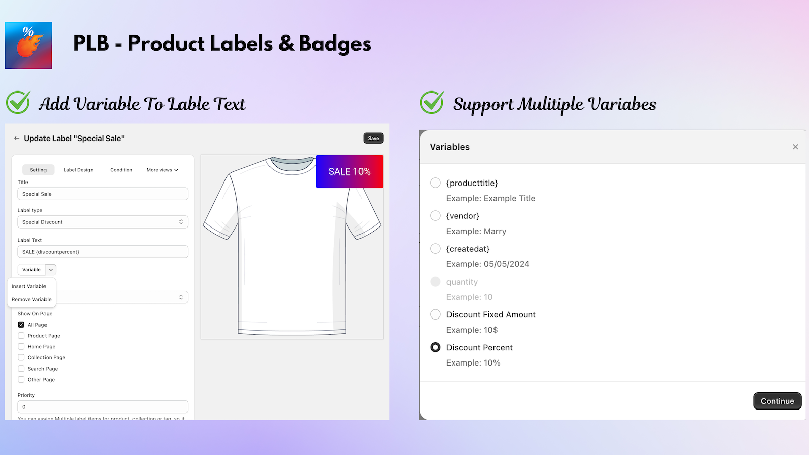 PLB ‑ Product Labels & Badges Screenshot