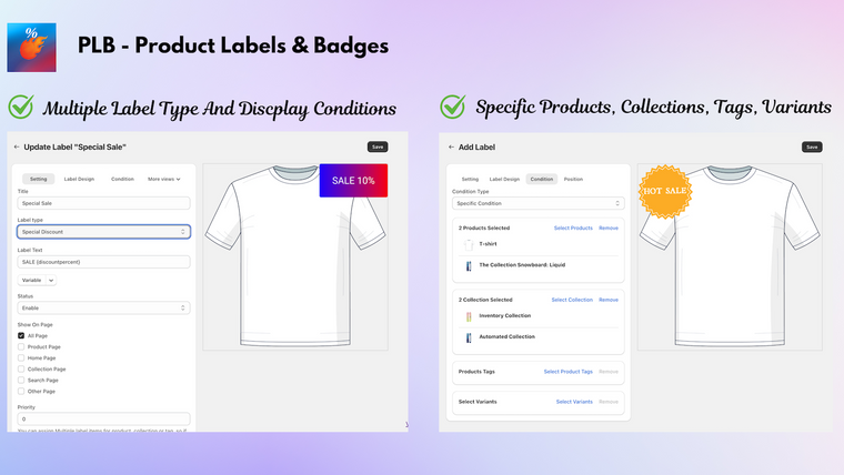 PLB ‑ Product Labels & Badges Screenshot