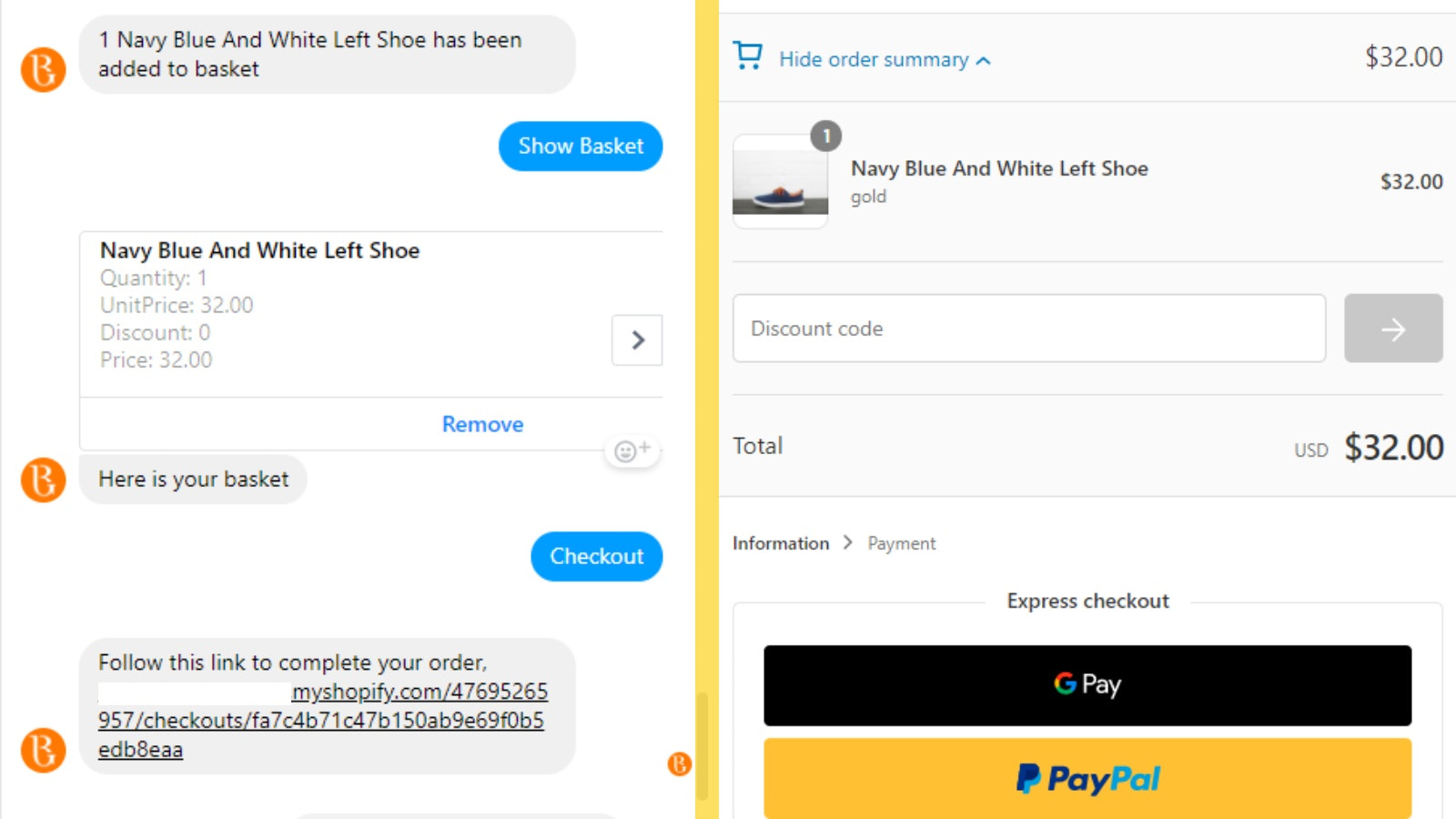 Complete checkout using your shops checkout system!
