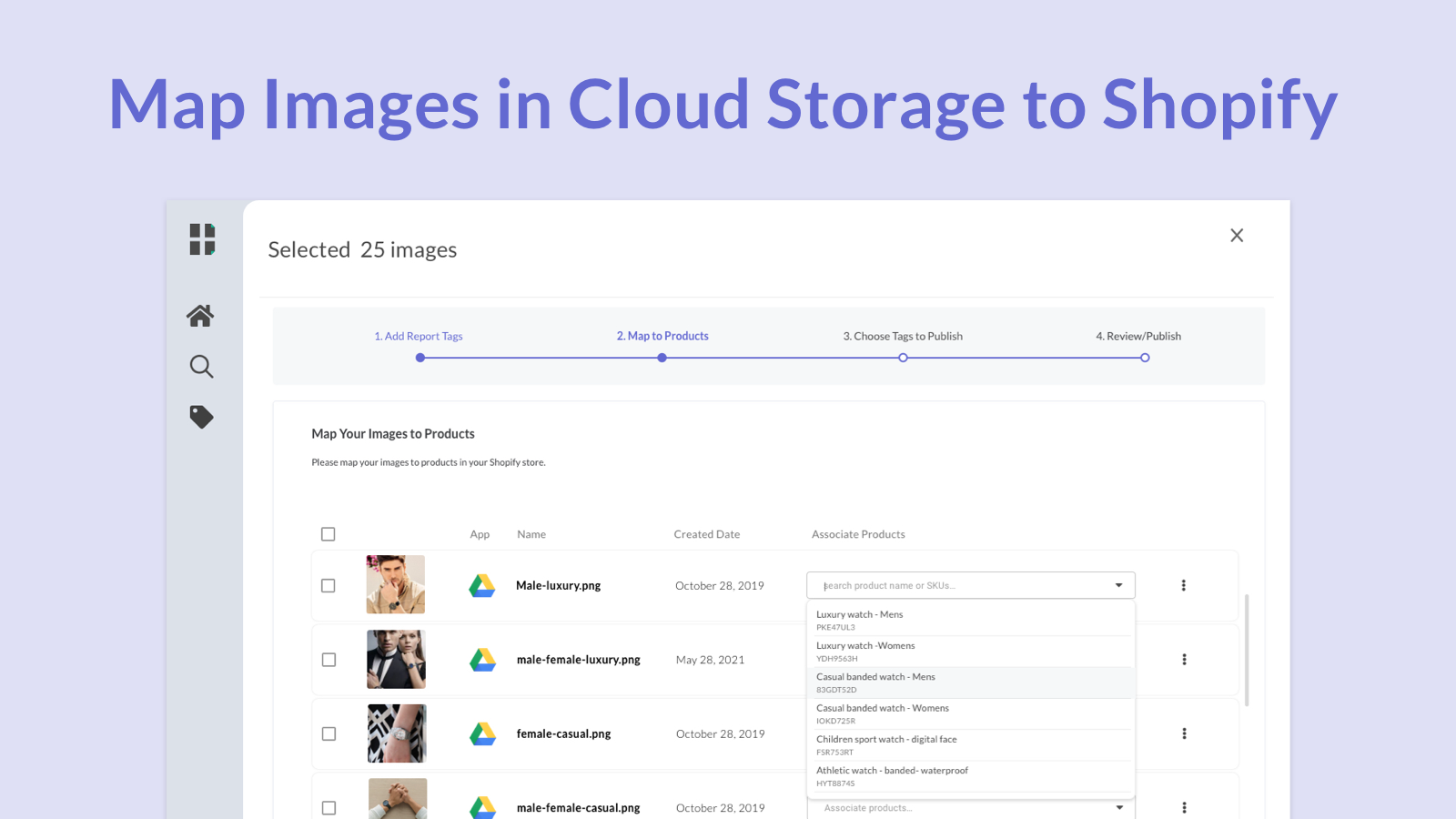 Mapeie imagens no Google ou Dropbox para Shopify