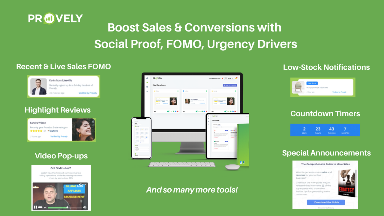 Aplicación de conversión Provely Social Proof y FOMO