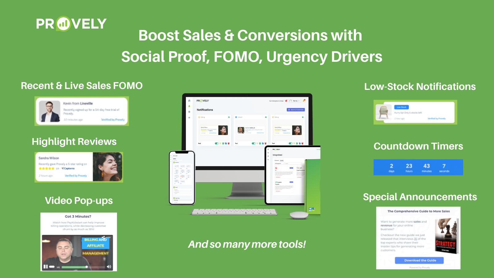 Application de conversion Provely Social Proof et FOMO