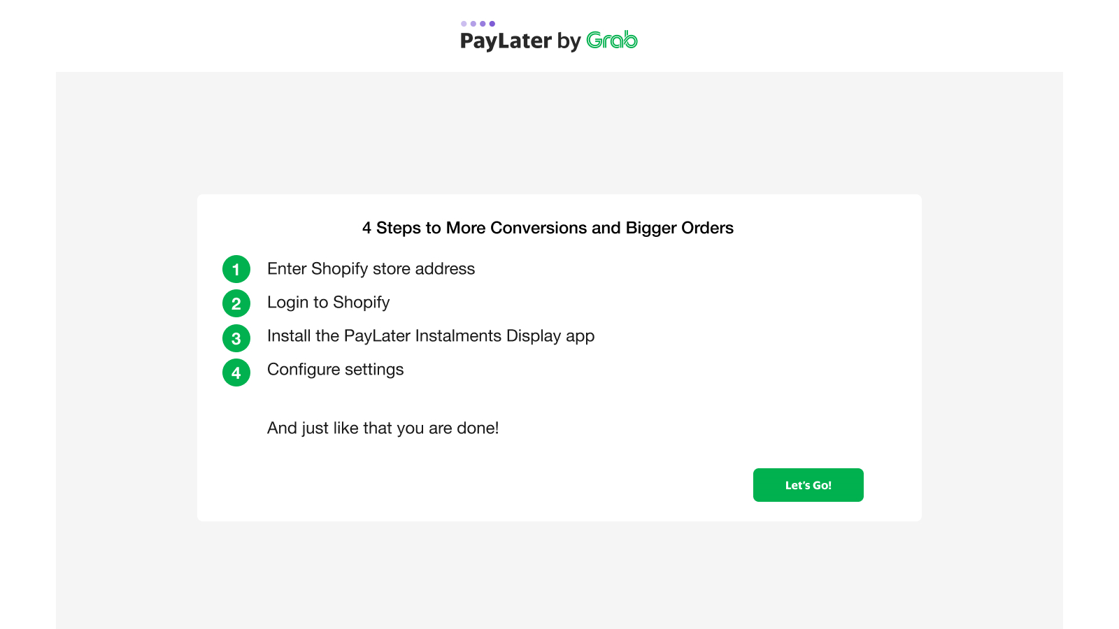 步骤1：注册GrabPay并接收PayLater应用链接