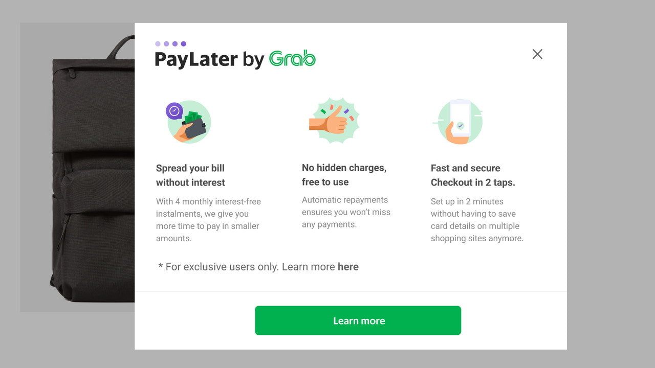 Your customers can learn more about PayLater by Grab