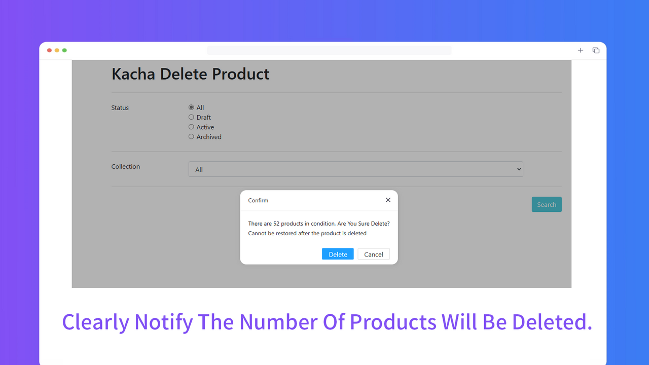 delete product by collection