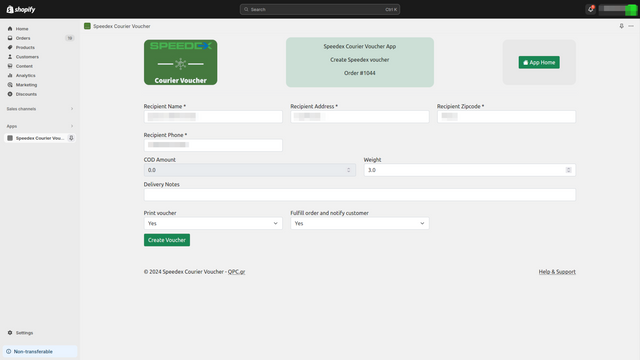 Crear el Vale de Speedex