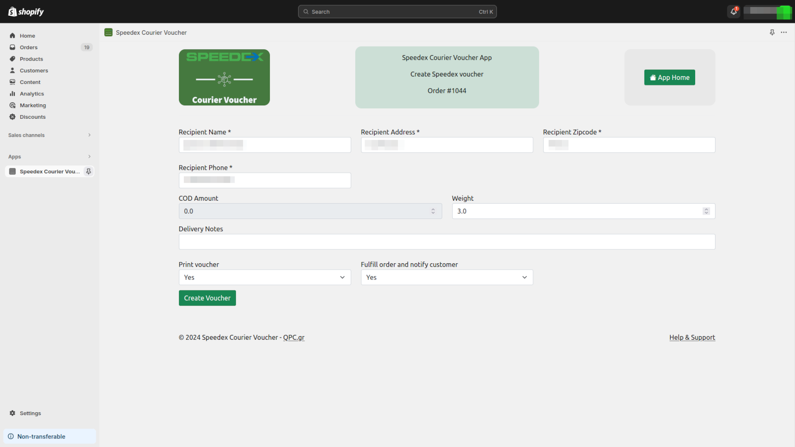 Crear el Vale de Speedex