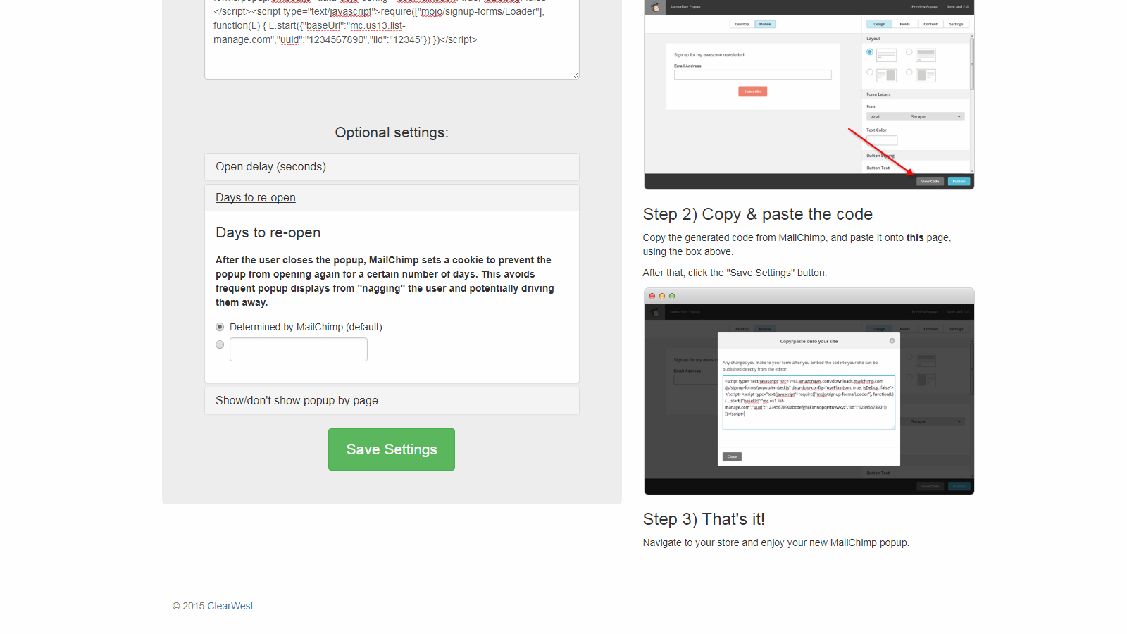 Popup For MailChimp Screenshot