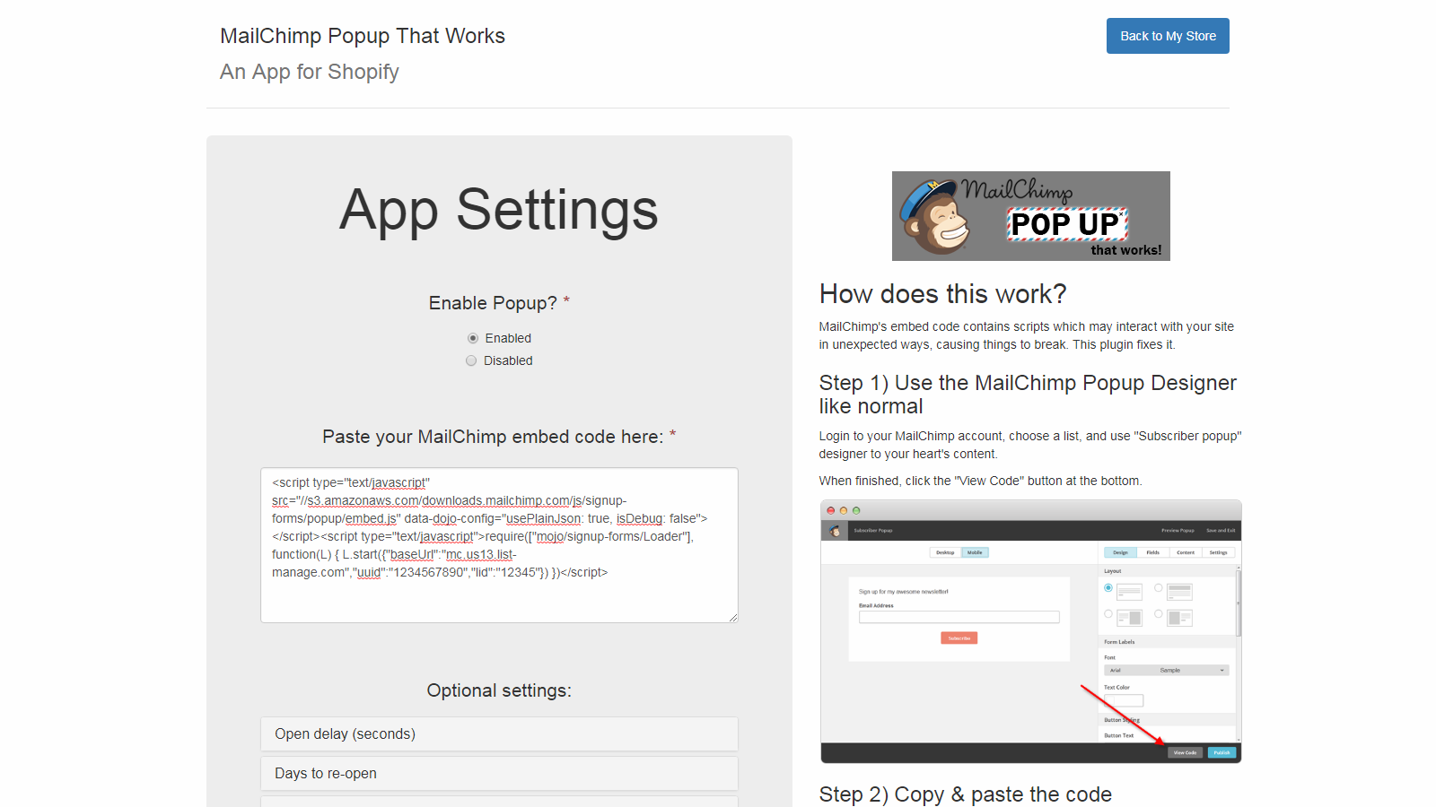 Popup For MailChimp Screenshot